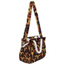 Stylised Horns Black Pattern Rope Handles Shoulder Strap Bag View2