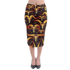 Stylised Horns Black Pattern Midi Pencil Skirt by HermanTelo