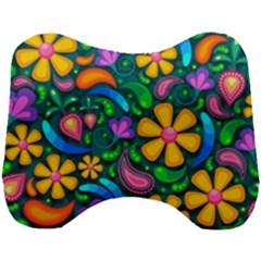 Floral Paisley Background Flower Green Head Support Cushion by HermanTelo