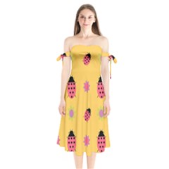 Ledy Bird Shoulder Tie Bardot Midi Dress by HermanTelo