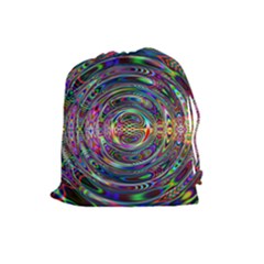 Wave Line Colorful Brush Particles Drawstring Pouch (large) by HermanTelo