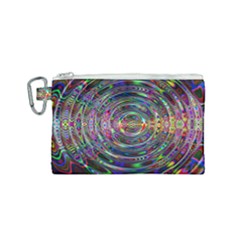 Wave Line Colorful Brush Particles Canvas Cosmetic Bag (small) by HermanTelo