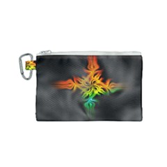 Smoke Rainbow Abstract Fractal Canvas Cosmetic Bag (small) by HermanTelo