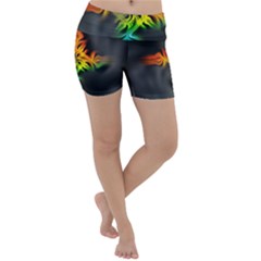 Smoke Rainbow Abstract Fractal Lightweight Velour Yoga Shorts by HermanTelo