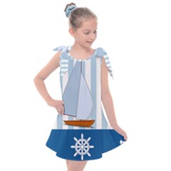 Yacht Boat Nautical Ship Kids  Tie Up Tunic Dress by HermanTelo