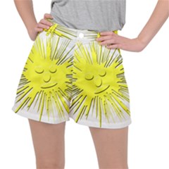 Smilie Sun Emoticon Yellow Cheeky Ripstop Shorts by HermanTelo