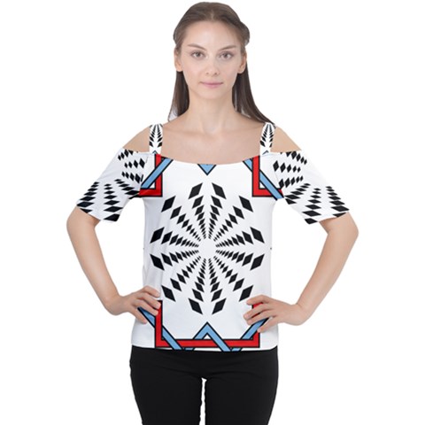 Star Illusion Mandala Cutout Shoulder Tee by HermanTelo