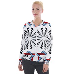 Star Illusion Mandala Velour Zip Up Jacket by HermanTelo