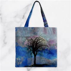 Tree Moon Sky Watercolor Painting Zipper Grocery Tote Bag by Pakrebo