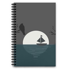 Birds Moon Moonlight Tree Animal 5 5  X 8 5  Notebook by HermanTelo