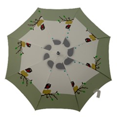 Birds Tree Animal Black Tree Hook Handle Umbrellas (medium) by HermanTelo