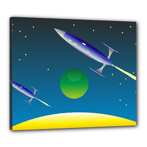 Rocket Spaceship Space Canvas 24  X 20  (stretched) by HermanTelo