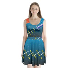 Rocket Spaceship Space Galaxy Split Back Mini Dress  by HermanTelo