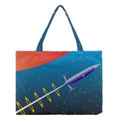 Rocket Spaceship Space Galaxy Medium Tote Bag by HermanTelo