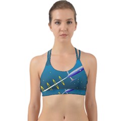 Rocket Spaceship Space Galaxy Back Web Sports Bra by HermanTelo
