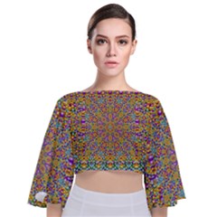 Pearl And Pearls And A Star Festive Tie Back Butterfly Sleeve Chiffon Top by pepitasart