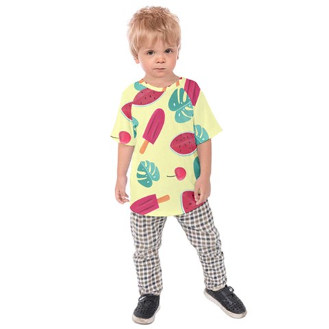 Watermelon Leaves Strawberry Kids  Raglan Tee by Pakrebo