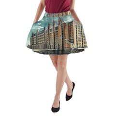 Architecture City Building Travel A-line Pocket Skirt by Pakrebo