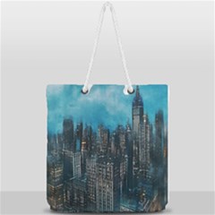 Cityscape Buildings Skyscraper Full Print Rope Handle Tote (large) by Pakrebo
