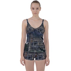 Castle Mansion Architecture House Tie Front Two Piece Tankini by Pakrebo