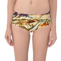 Painting Expressive Colors Texture Mid-waist Bikini Bottoms by Pakrebo