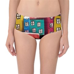 Houses Handmade Cultural Mid-waist Bikini Bottoms by Pakrebo