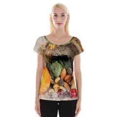Pumpkin Vegetables Autumn Cap Sleeve Top by Pakrebo