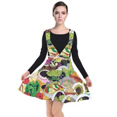 Eat Food Background Art Color Plunge Pinafore Dress by Pakrebo