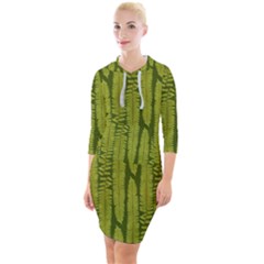 Fern Texture Nature Leaves Quarter Sleeve Hood Bodycon Dress by Nexatart
