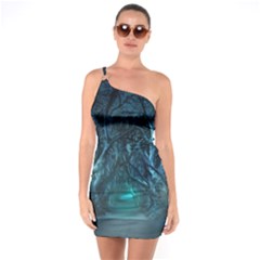Trees Road Moonlight Avenue One Soulder Bodycon Dress by Nexatart