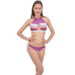 Lesbian Pride Flag Cross Front Halter Bikini Set by lgbtnation