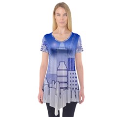 City Architecture Building Skyline Short Sleeve Tunic  by Pakrebo