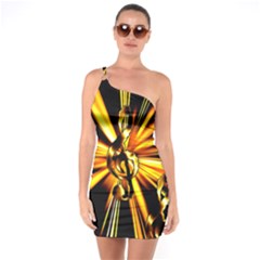 Clef Golden Music One Soulder Bodycon Dress by HermanTelo