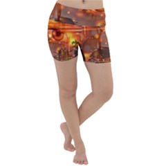 Eye Butterfly Evening Sky Lightweight Velour Yoga Shorts by HermanTelo
