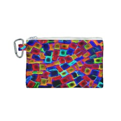 Neon Glow Glowing Light Design Canvas Cosmetic Bag (small) by HermanTelo