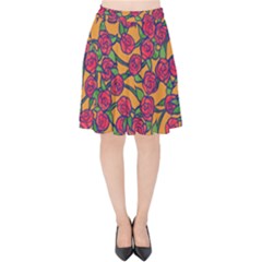 Roses  Velvet High Waist Skirt by BubbSnugg