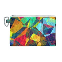 Color Abstract Polygon Background Canvas Cosmetic Bag (large) by HermanTelo