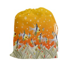 Fish Snow Coral Fairy Tale Drawstring Pouch (xxl) by HermanTelo