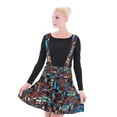 Mosaic Abstract Suspender Skater Skirt by HermanTelo