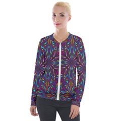 Kaleidoscope Triangle Curved Velour Zip Up Jacket by HermanTelo