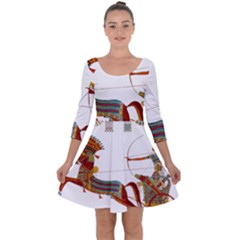 Egypt Egyptian Pharaonic Horses Quarter Sleeve Skater Dress by Sapixe
