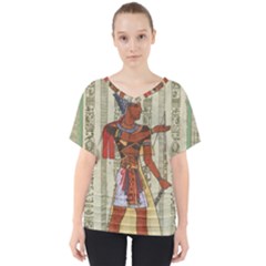 Egyptian Design Man Royal V-neck Dolman Drape Top by Sapixe