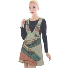 Egyptian Woman Wings Design Plunge Pinafore Velour Dress by Sapixe