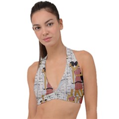 Egyptian Design Men Worker Slaves Halter Plunge Bikini Top by Sapixe