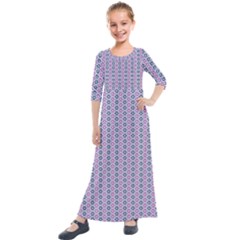 Pattern Star Flower Backround Kids  Quarter Sleeve Maxi Dress by HermanTelo