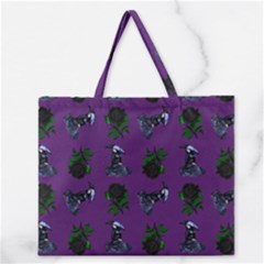 Gothic Girl Rose Purple Pattern Zipper Large Tote Bag by snowwhitegirl