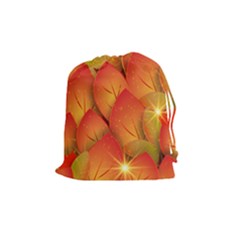 Pattern Texture Leaf Drawstring Pouch (medium) by HermanTelo