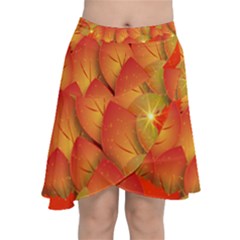 Pattern Texture Leaf Chiffon Wrap Front Skirt by HermanTelo