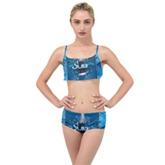 Sport, Surfboard With Water Drops Layered Top Bikini Set by FantasyWorld7