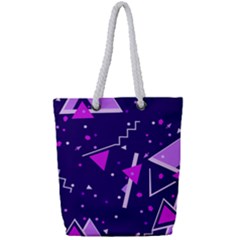 Purple Blue Geometric Pattern Full Print Rope Handle Tote (small) by HermanTelo